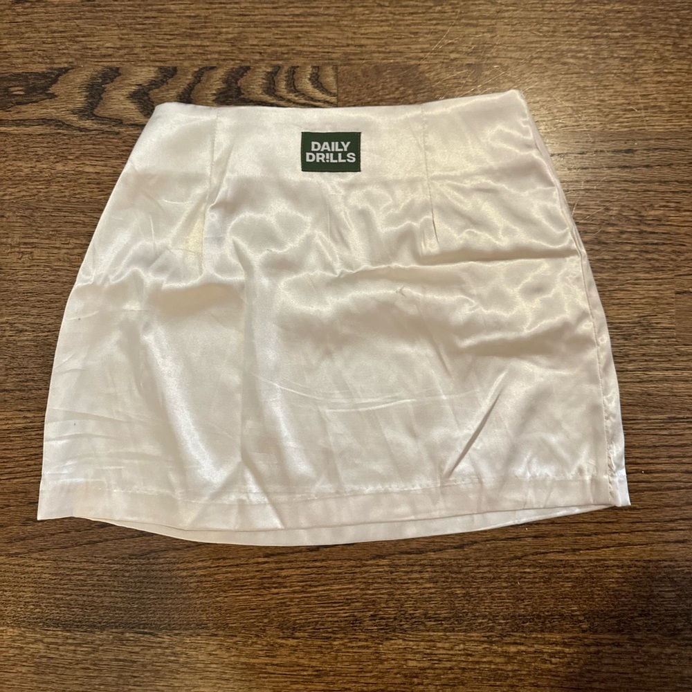 Daily Drills Silky Mini Skirt in Beige